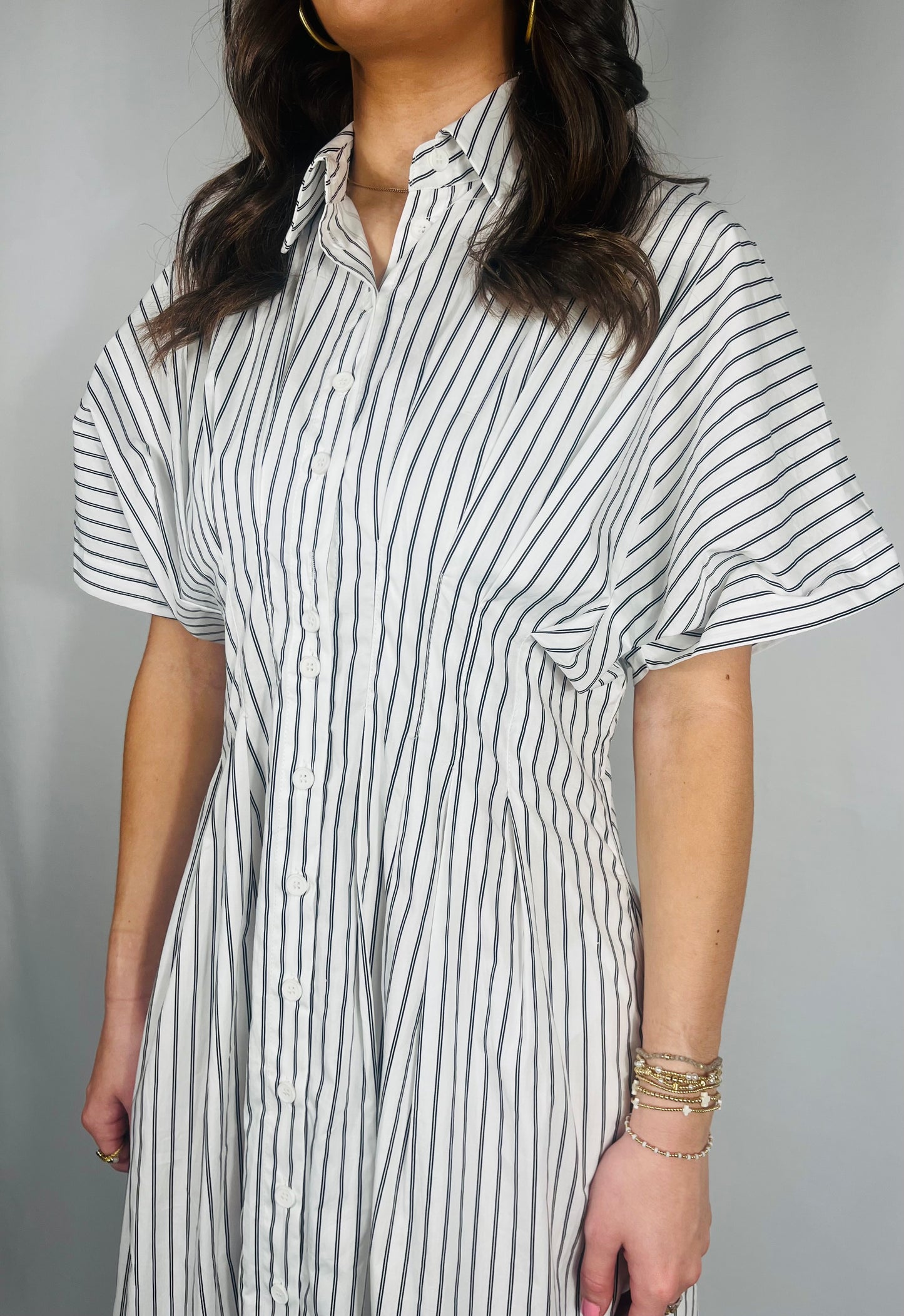 Pinstriped Poplin Midi