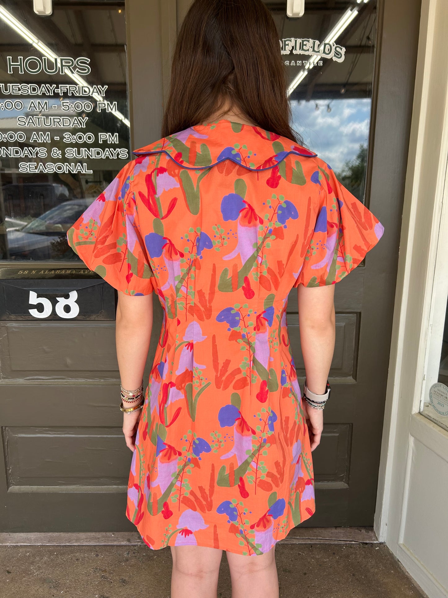 Tangerine Blooms Mini Dress