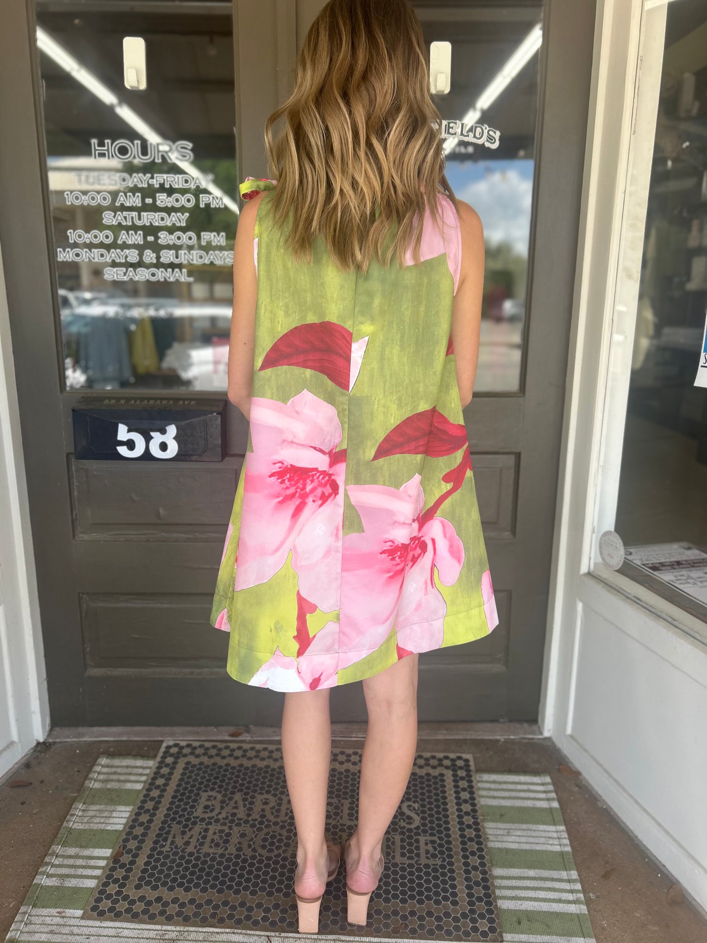 The Palm Garden Tie Neck Dress