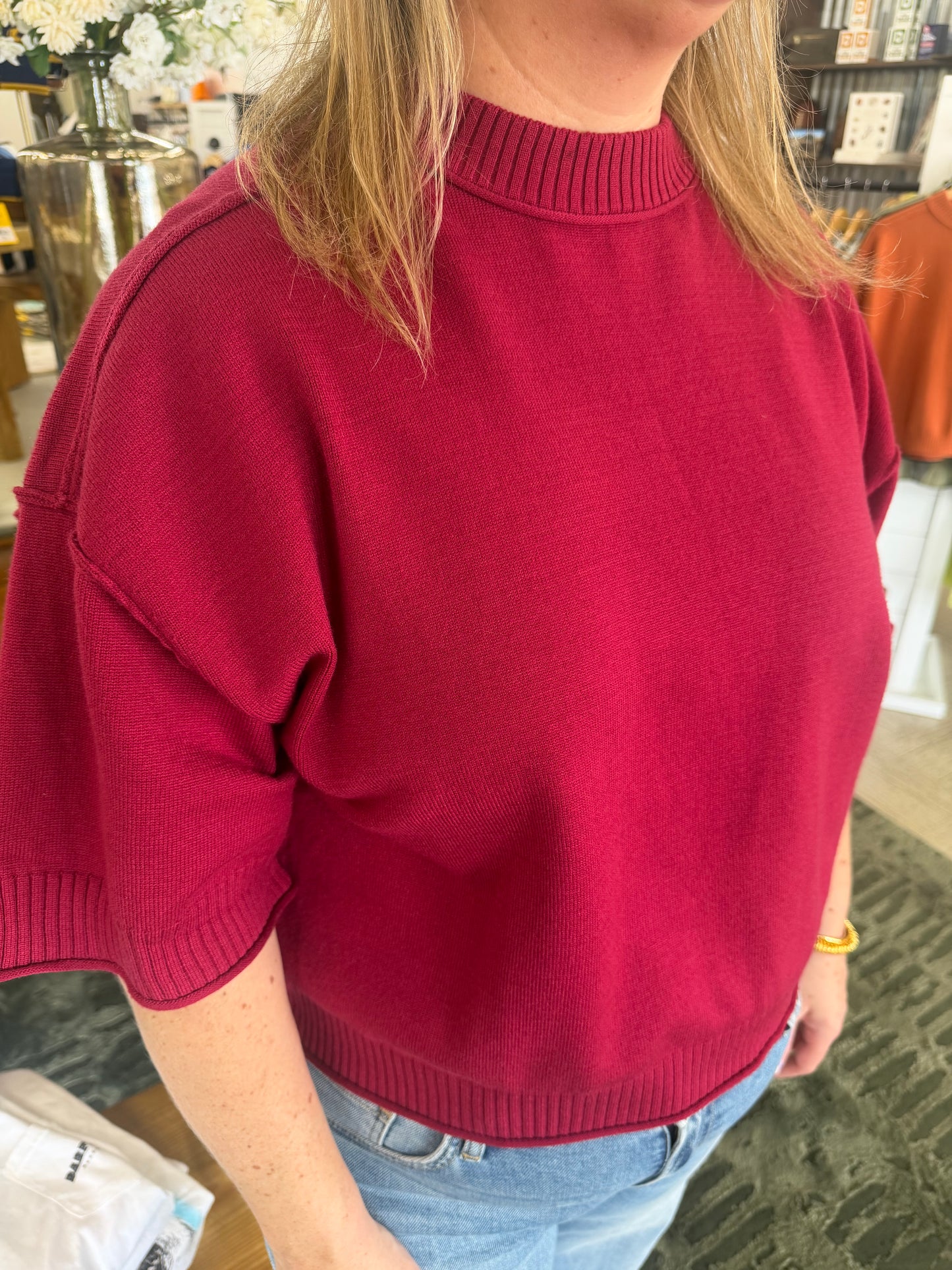 The Everyday Sweater in Crimson
