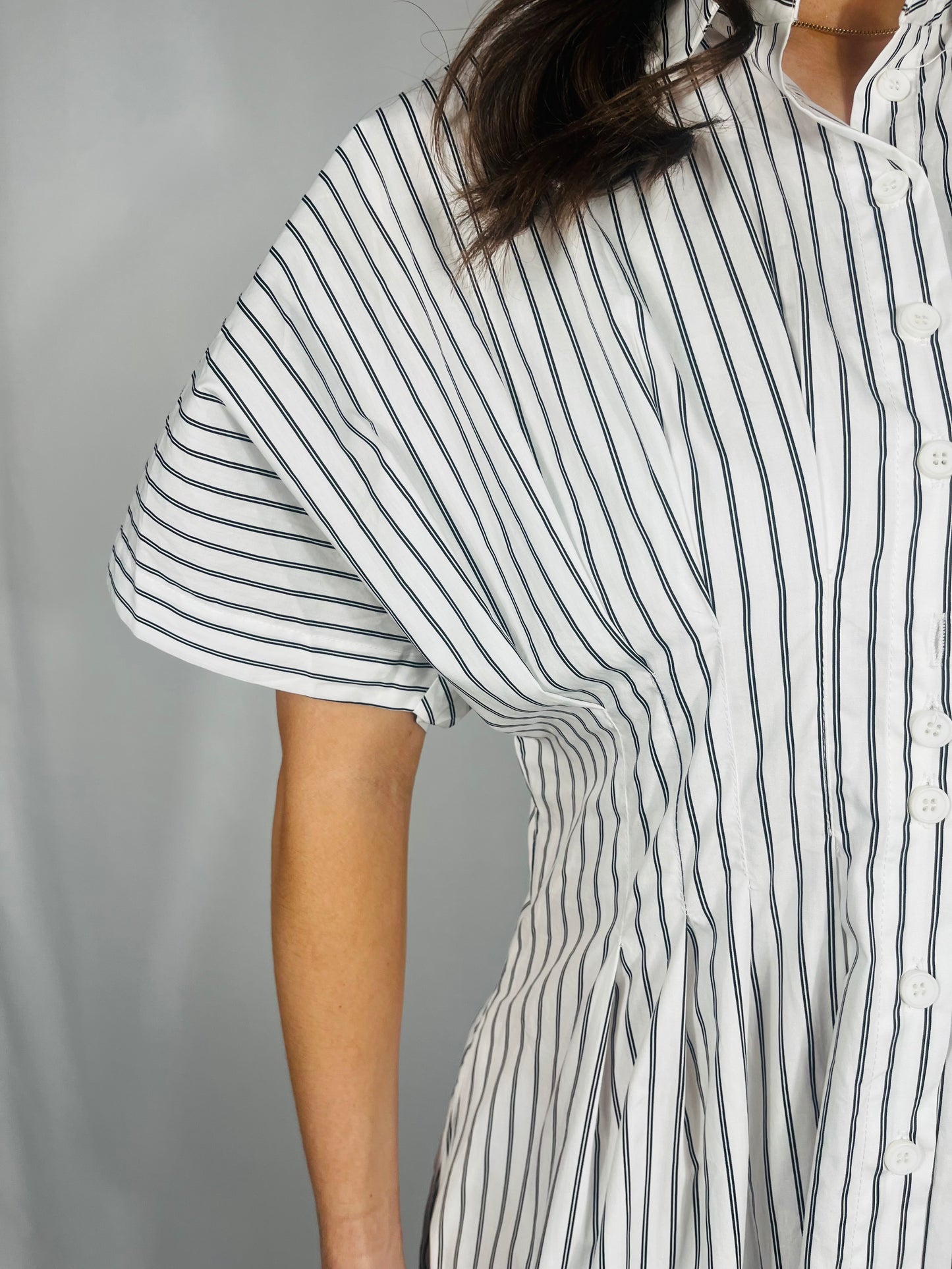 Pinstriped Poplin Midi