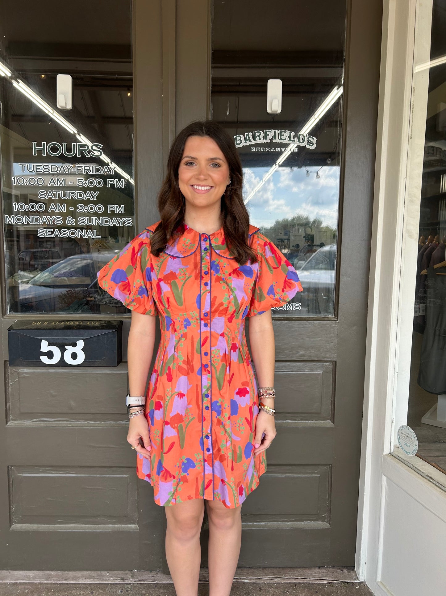 Tangerine Blooms Mini Dress