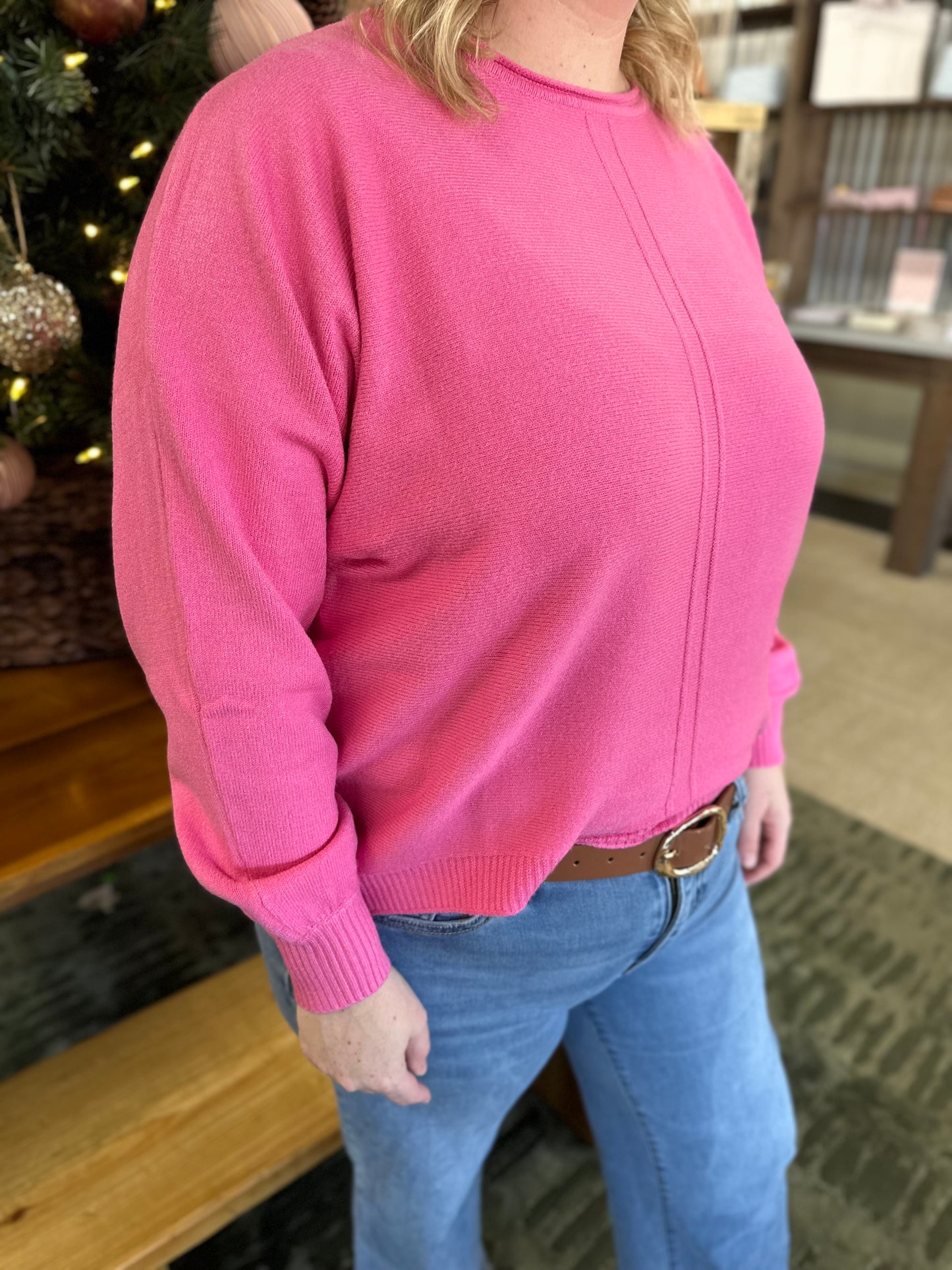 Collins Roll Neck Sweater in Pink