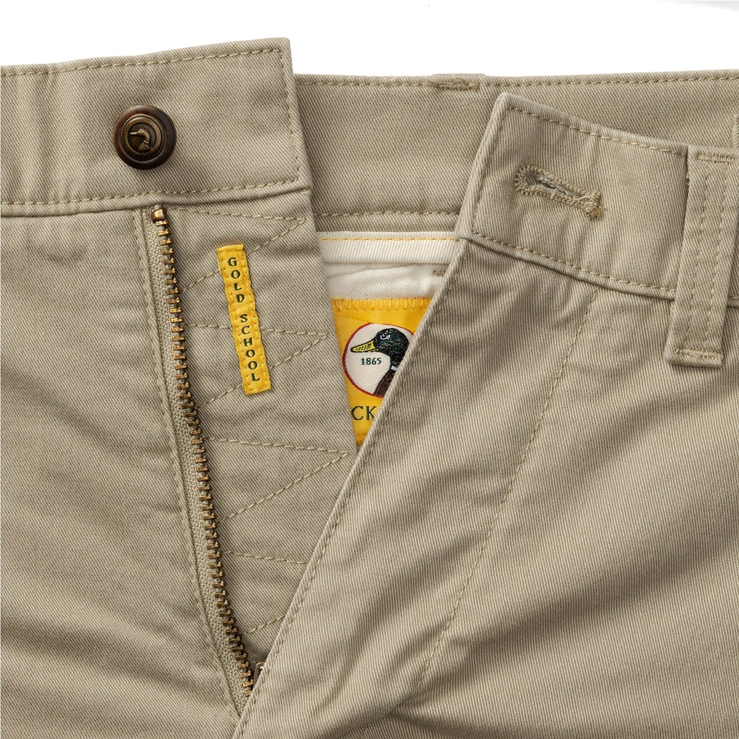 Gold School Chino Short Big Gold Patch in Khaki