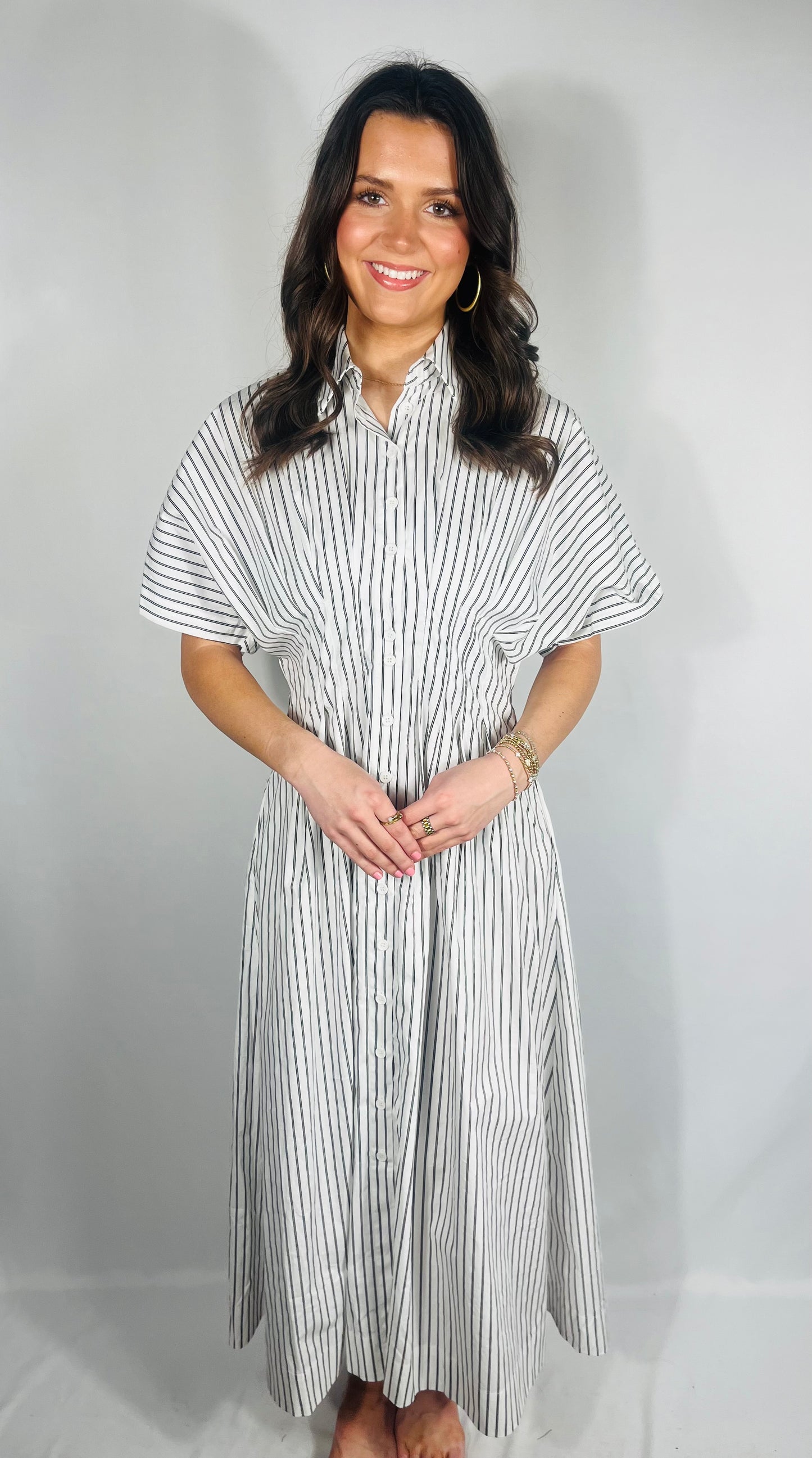 Pinstriped Poplin Midi
