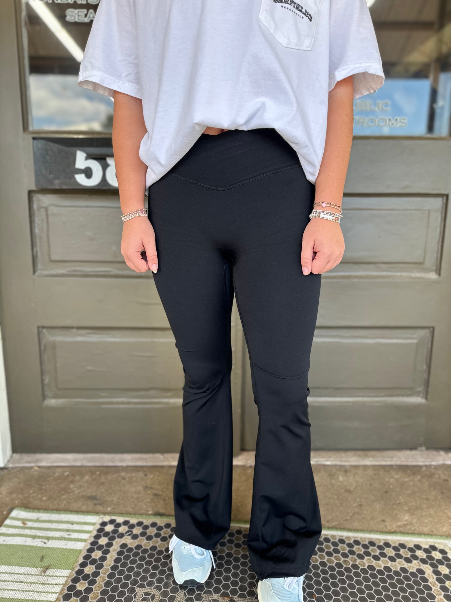 Crossover Flare Legging in Black