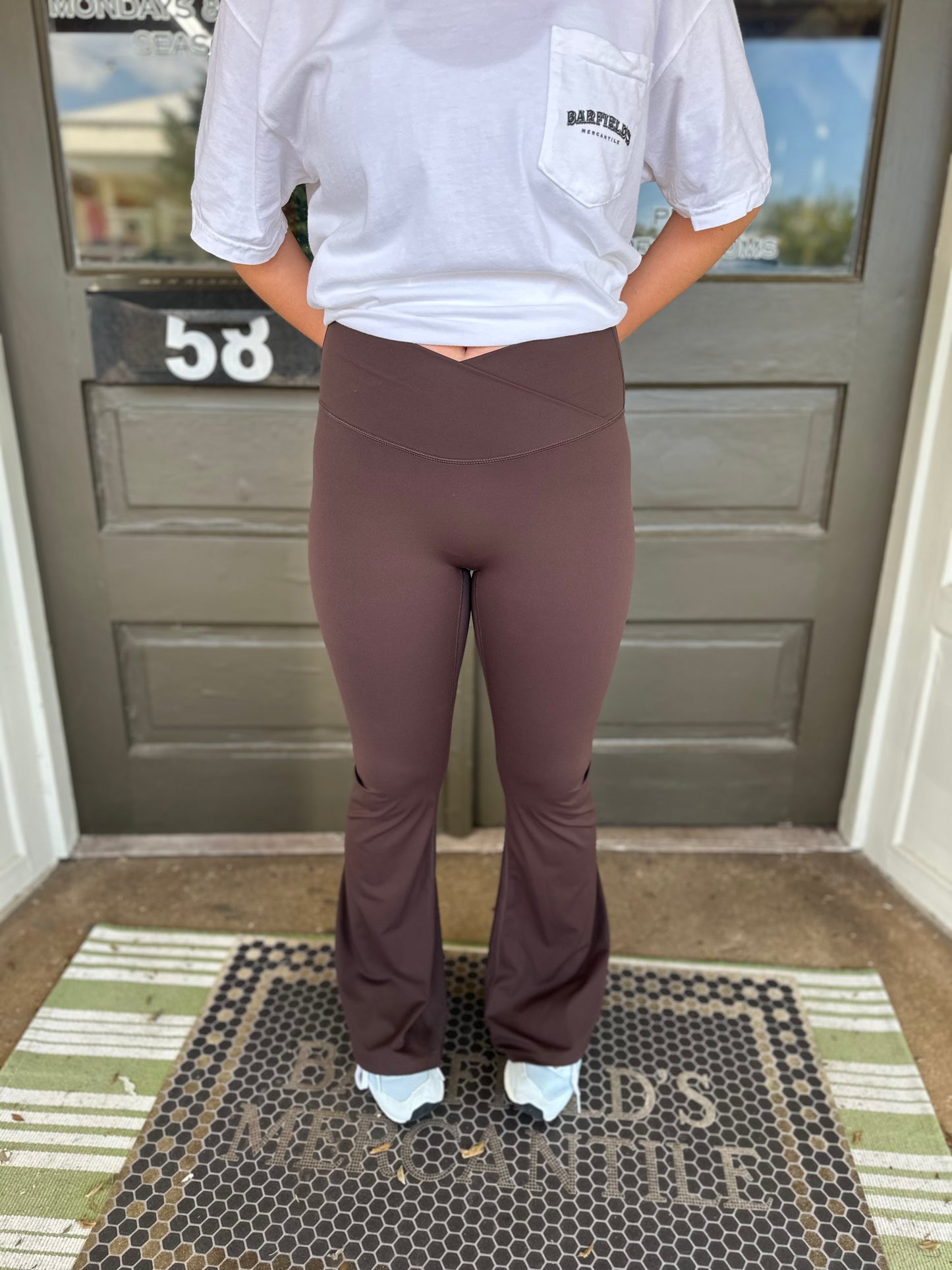 Crossover Flare Legging in Chocolate
