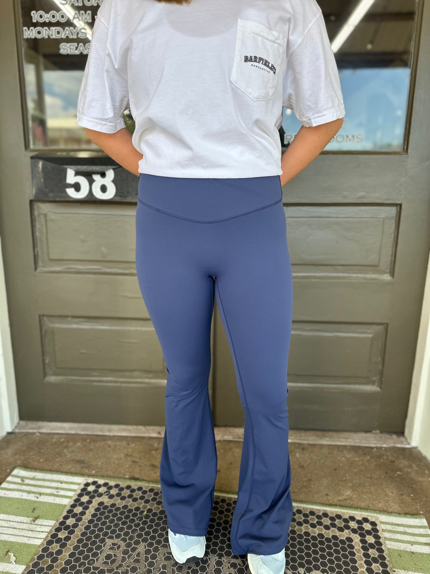 Crossover Flare Legging in Navy