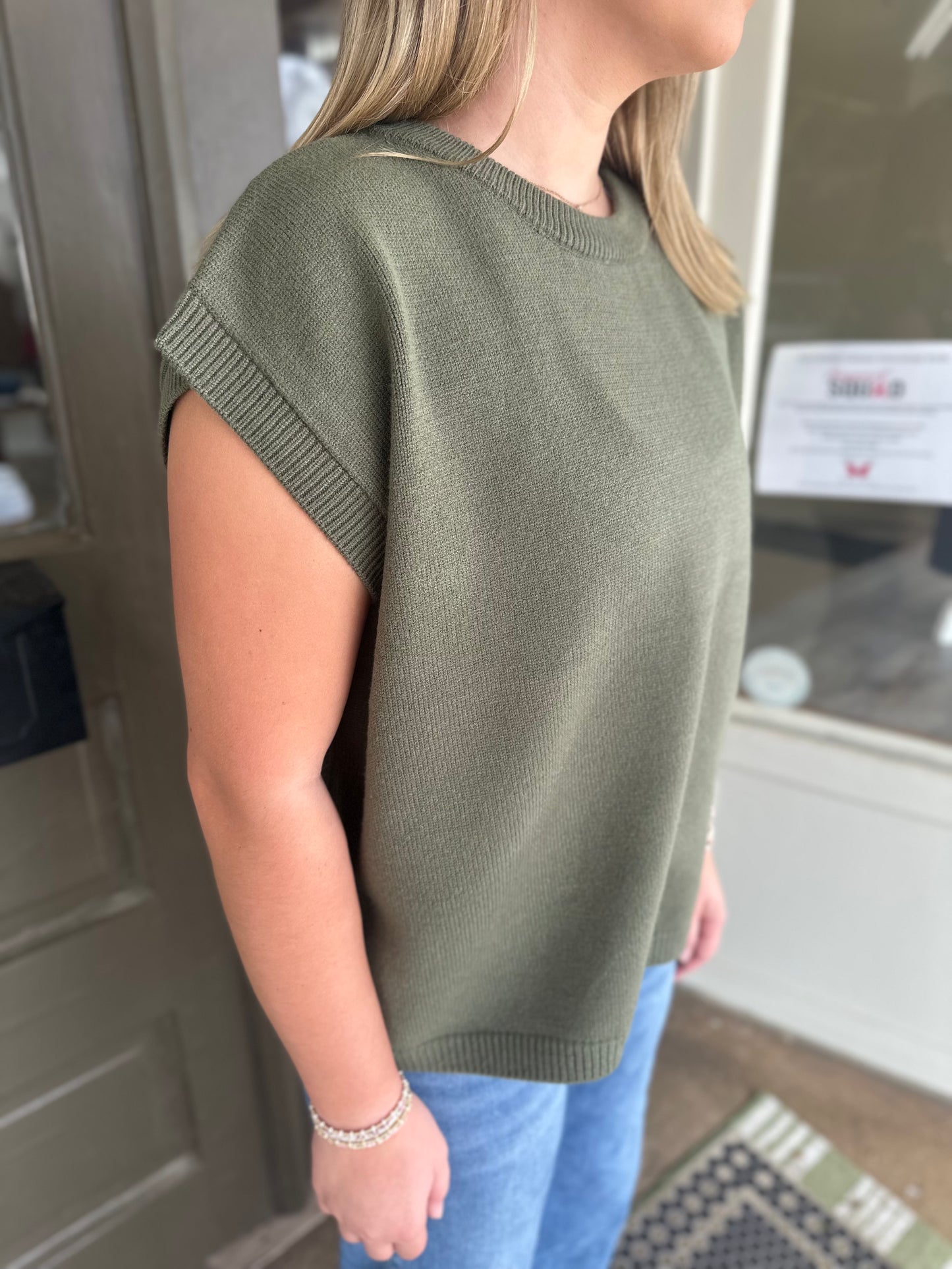 Rowan Sweater Vest in Light Olive