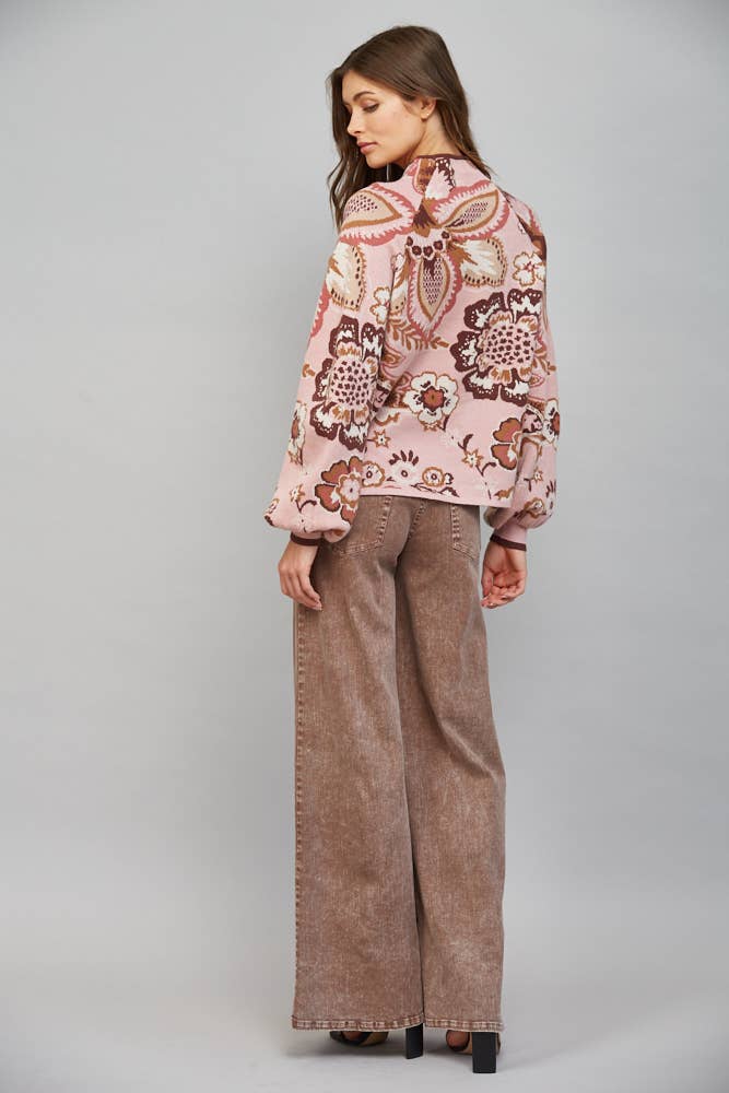 Paisley Funnel Neck Sweater