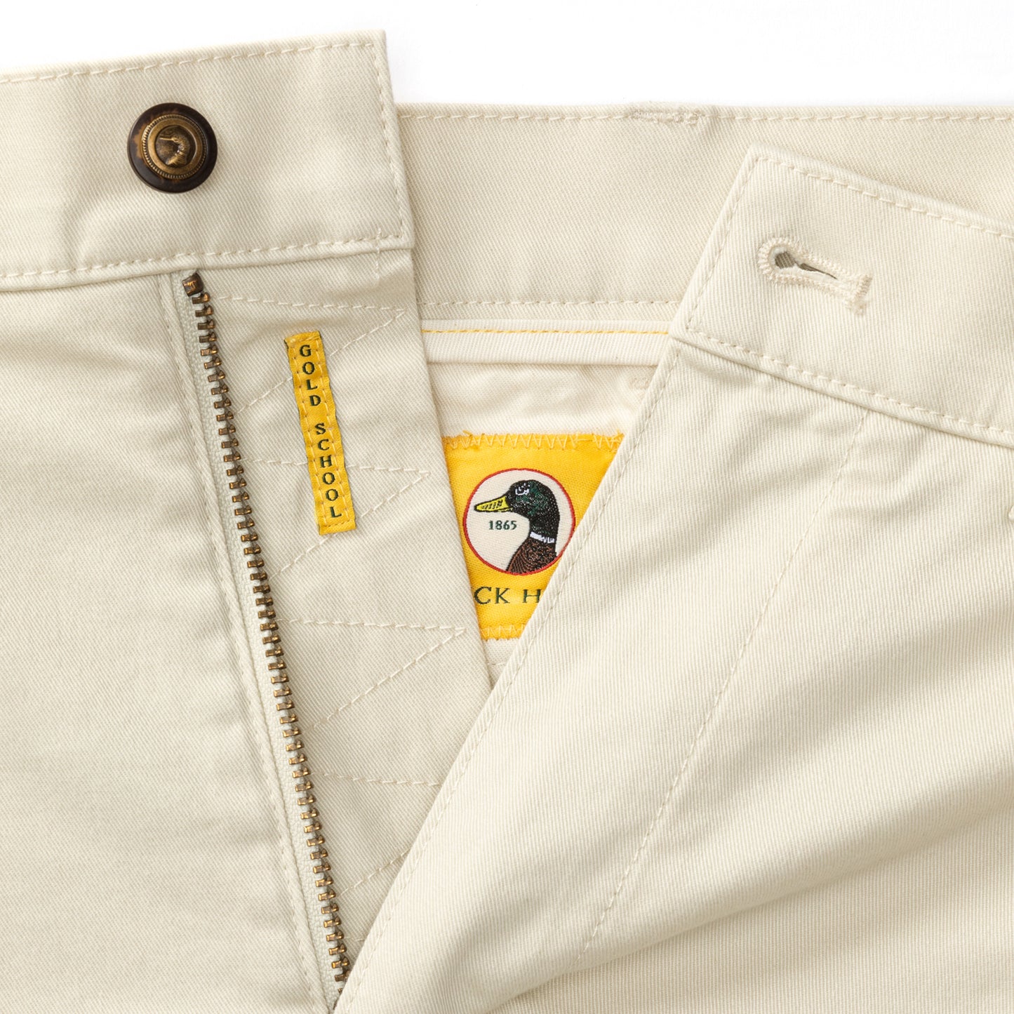Gold School Chino Short Big Gold Patch in Stone