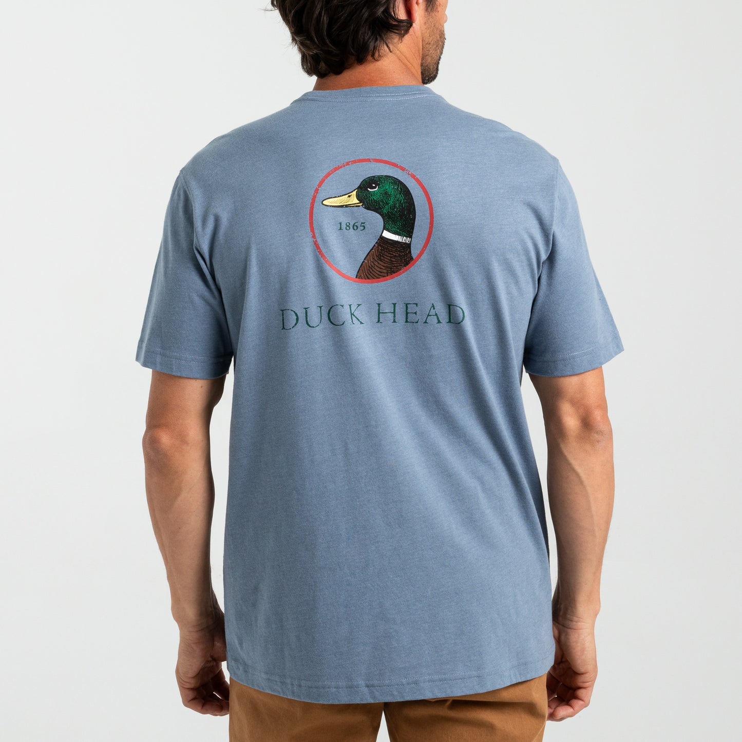 Duck Head Logo T-Shirt in Stone Blue Heathered