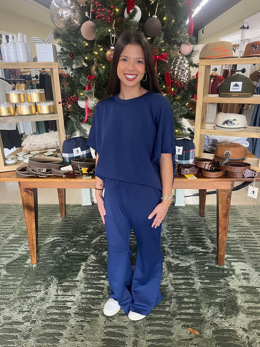 Paris Bell Bottom Pants in Navy