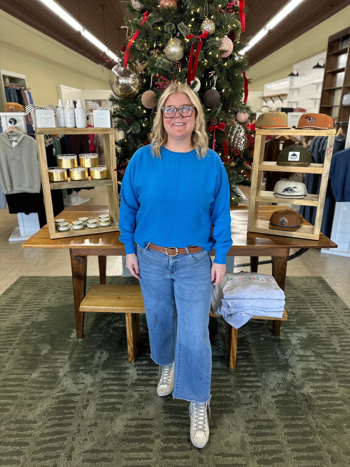 Collins Roll Neck Sweater in Blue