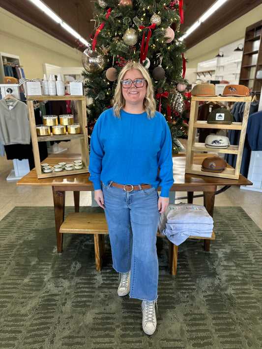 Collins Roll Neck Sweater in Blue