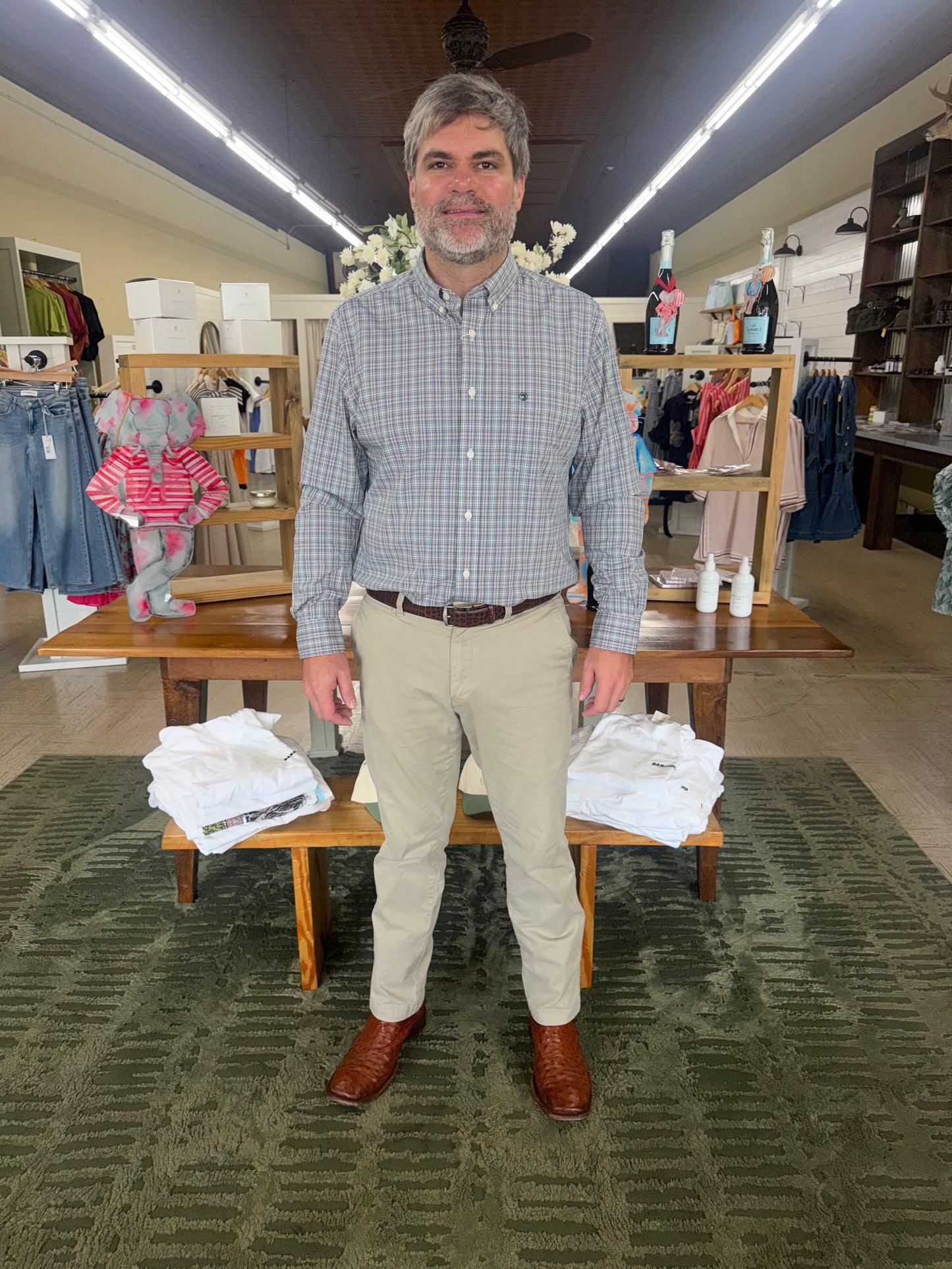 Duck Head Winstead Plaid Performance Poplin Sport Shirt in Stormy Teal