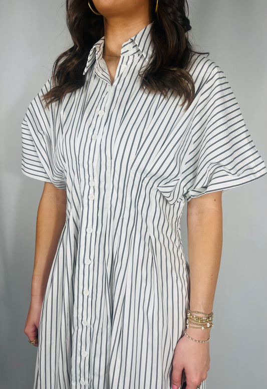 Pinstriped Poplin Midi