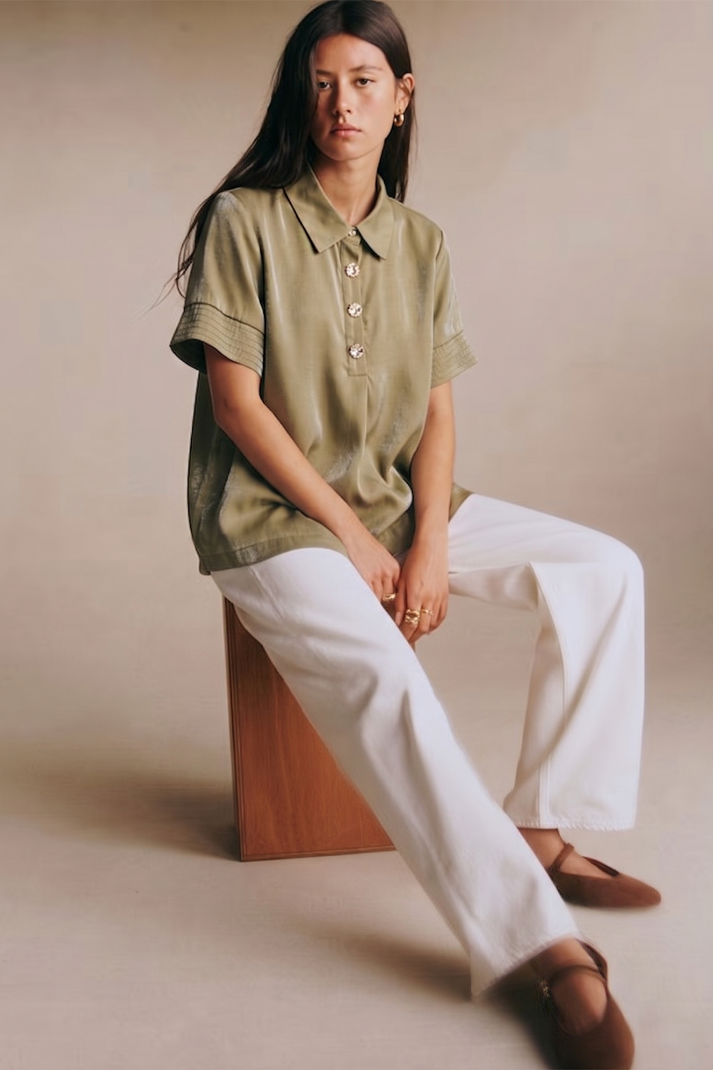 The Camille Top in Olive