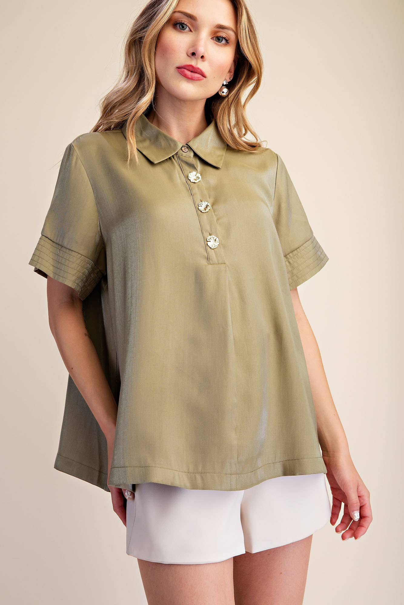 The Camille Top in Olive