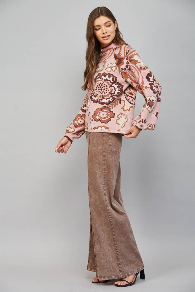 Paisley Funnel Neck Sweater