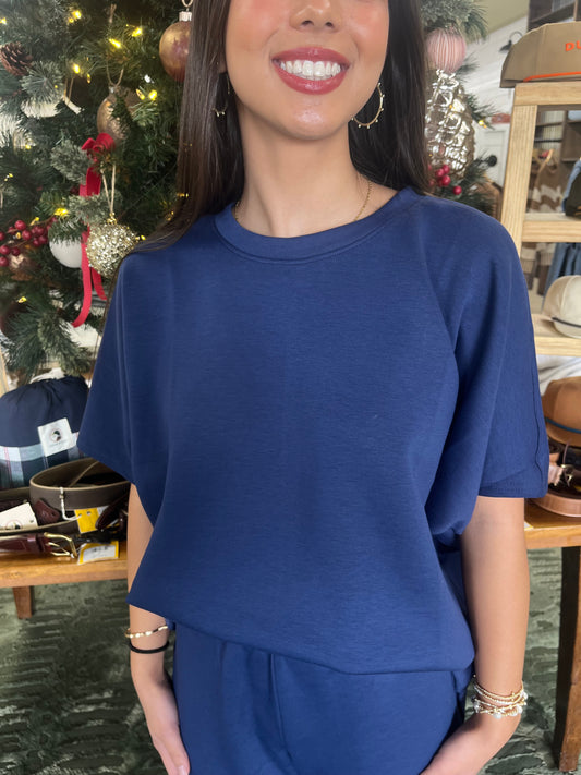 Paris Poncho Top in Navy