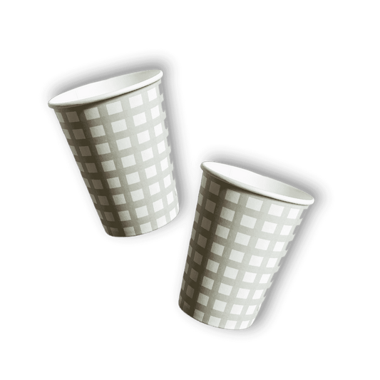Green Gingham Cups (8pcs)