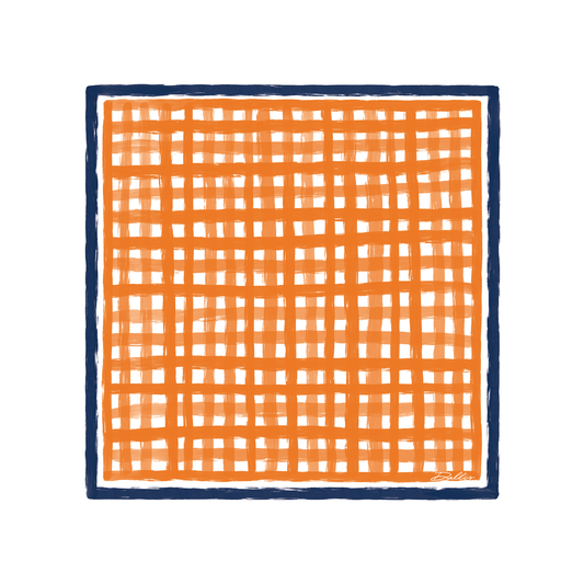 Tailgate Check Scarf in Orange & Navy