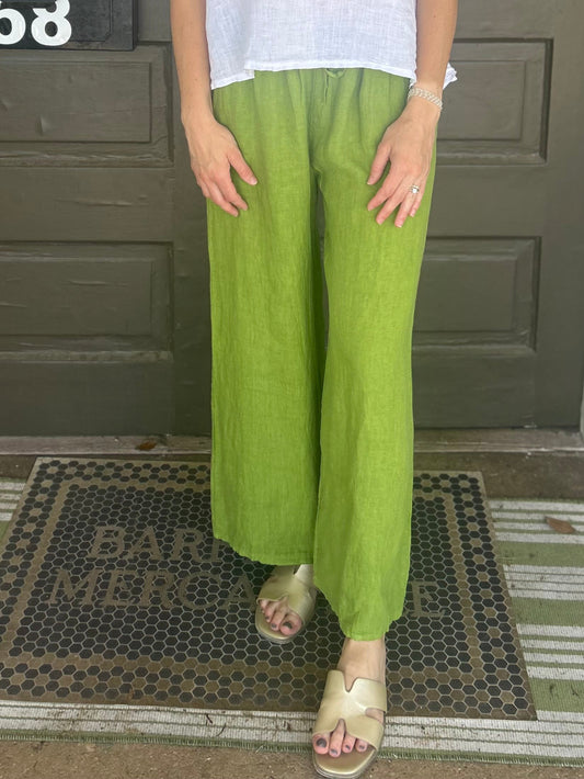 Straight Leg Linen Pants - 100% Italian Linen (Pistachio)