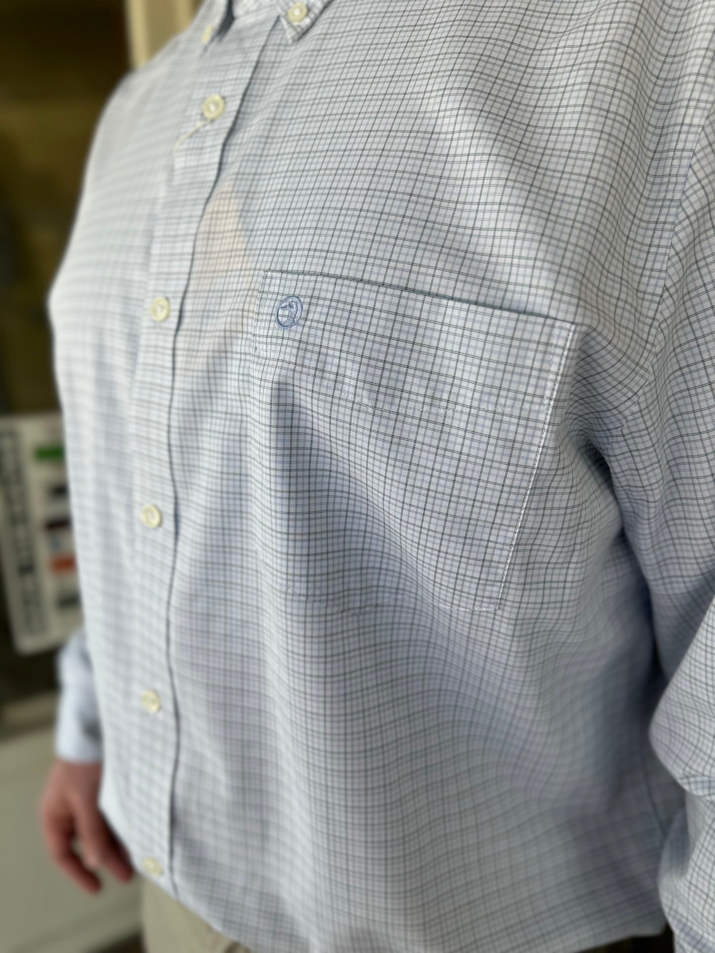 Duck Head Joiner Plaid Long Sleeve Performance Poplin Sport Shirt in Midnight Teal