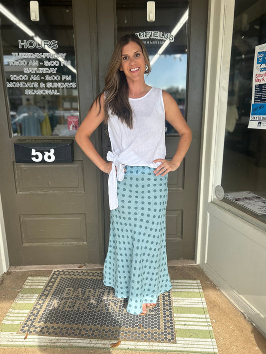 Polka Dot Linen Skirt - 100% Italian Linen (Heavenly)