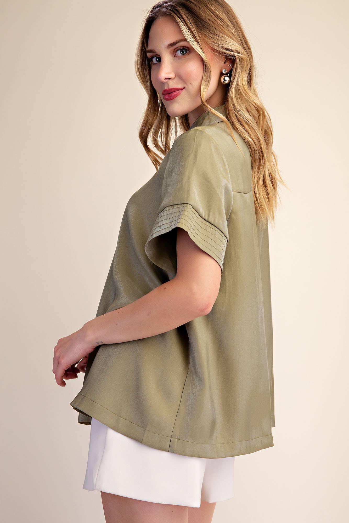 The Camille Top in Olive