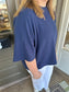 Cloud Knit 3/4 Sleeve Top in Navy