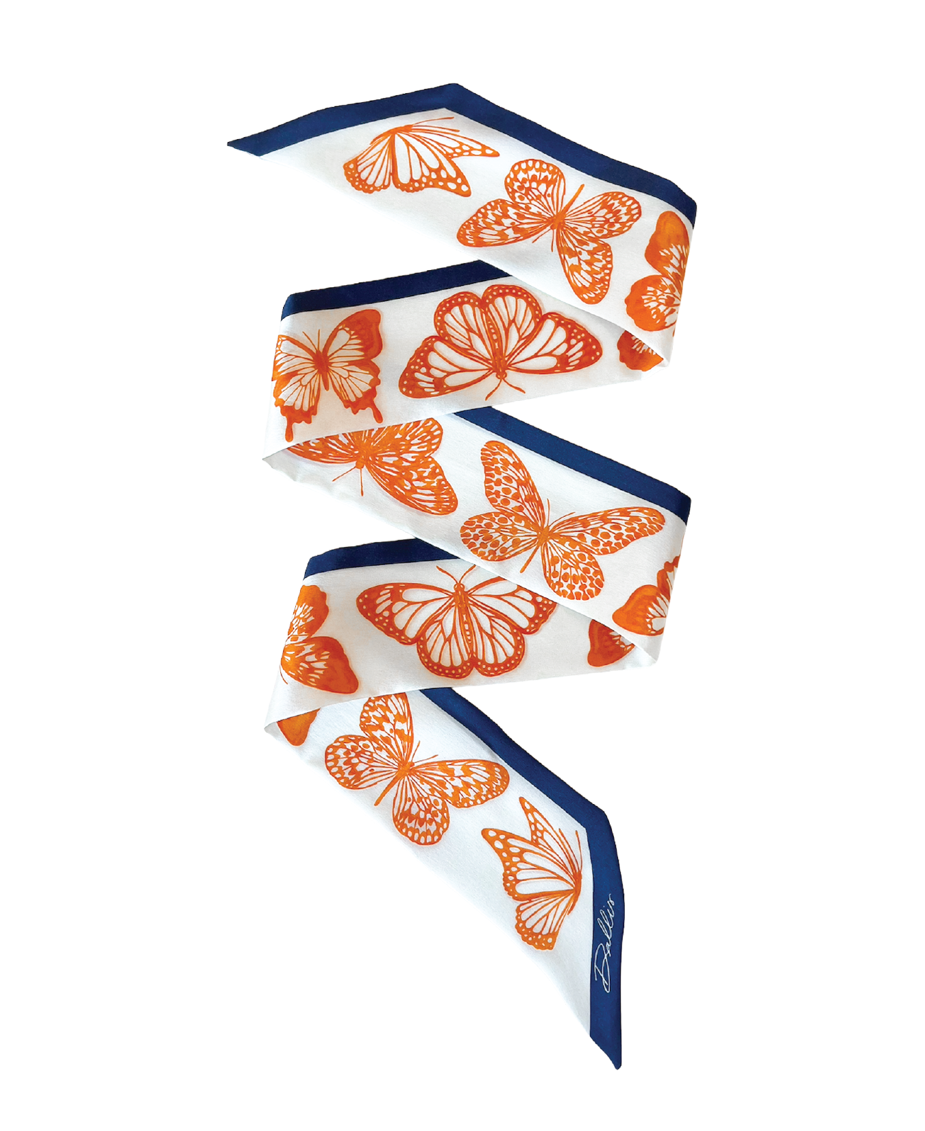 The Mariposa Twilly in Orange & Navy