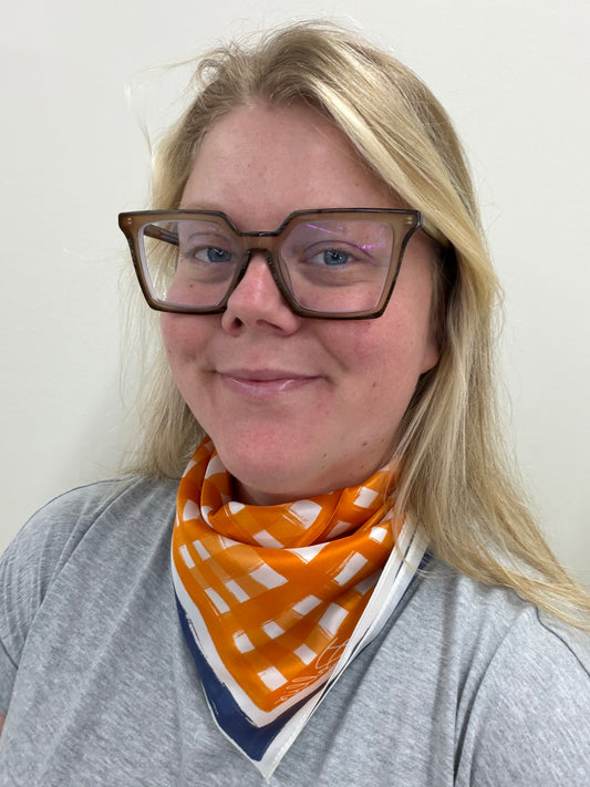 Tailgate Check Scarf in Orange & Navy