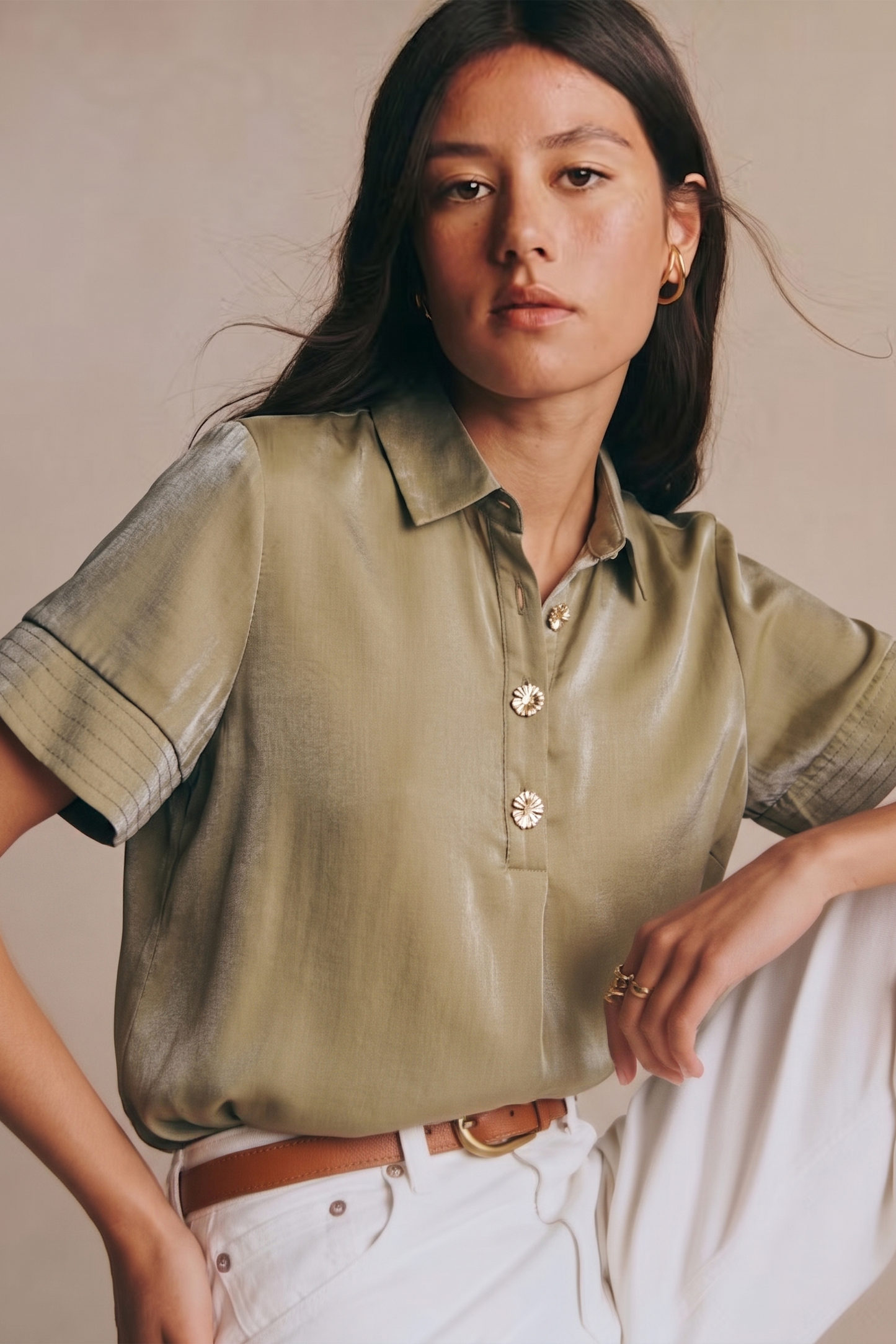 The Camille Top in Olive
