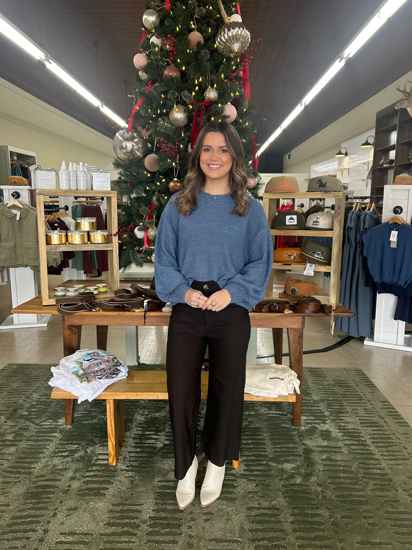 The Essential Balloon Sleeve Sweater in Dusty Blue