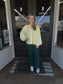 Casual Frayed Hem Pants in Hunter Green