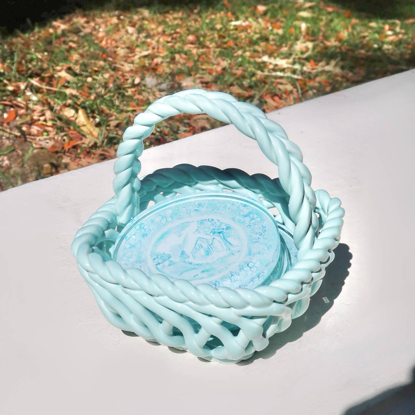 Acrylic Blue & White Antique Plate Coaster