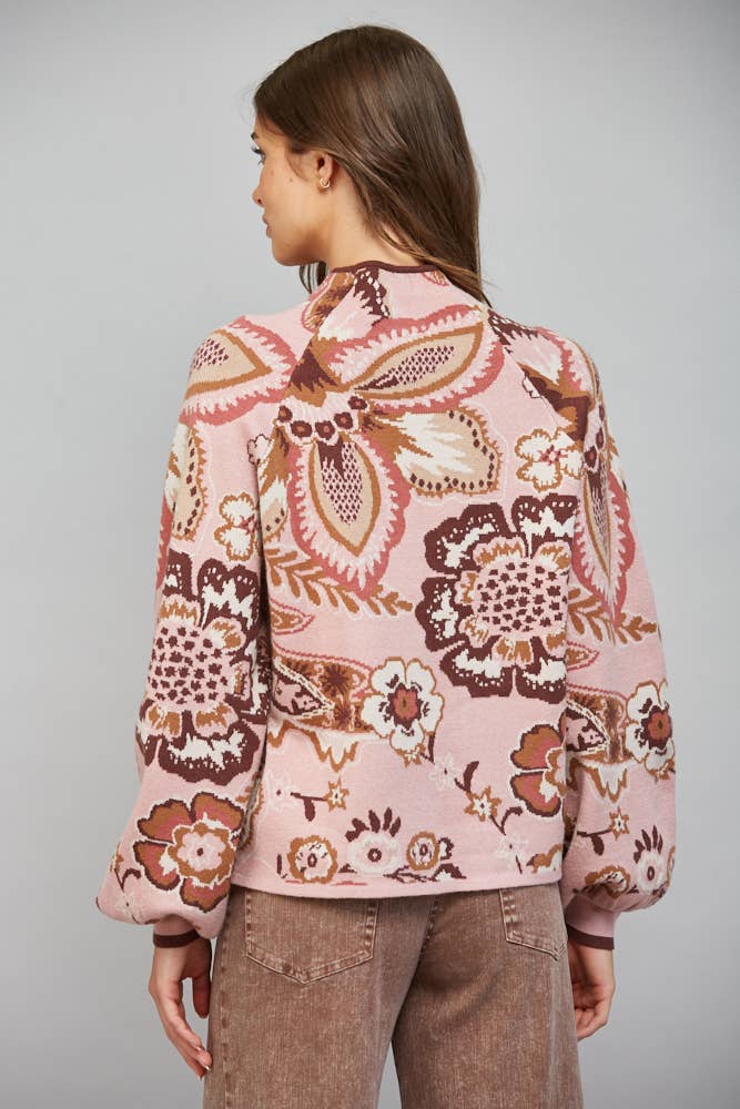Paisley Funnel Neck Sweater
