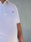 White with Black Stripe Performance Polo