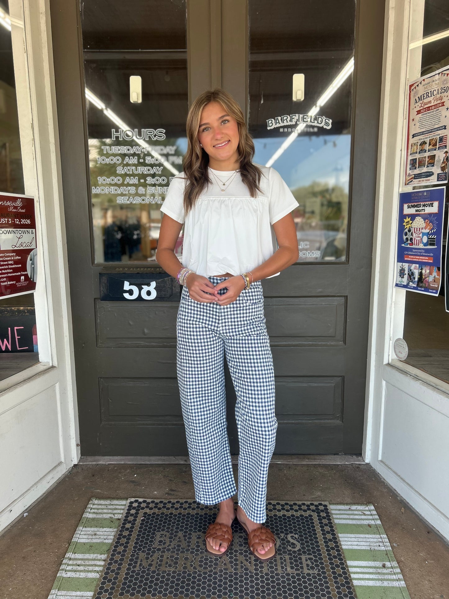 The Nantucket Gingham Barrel Jeans