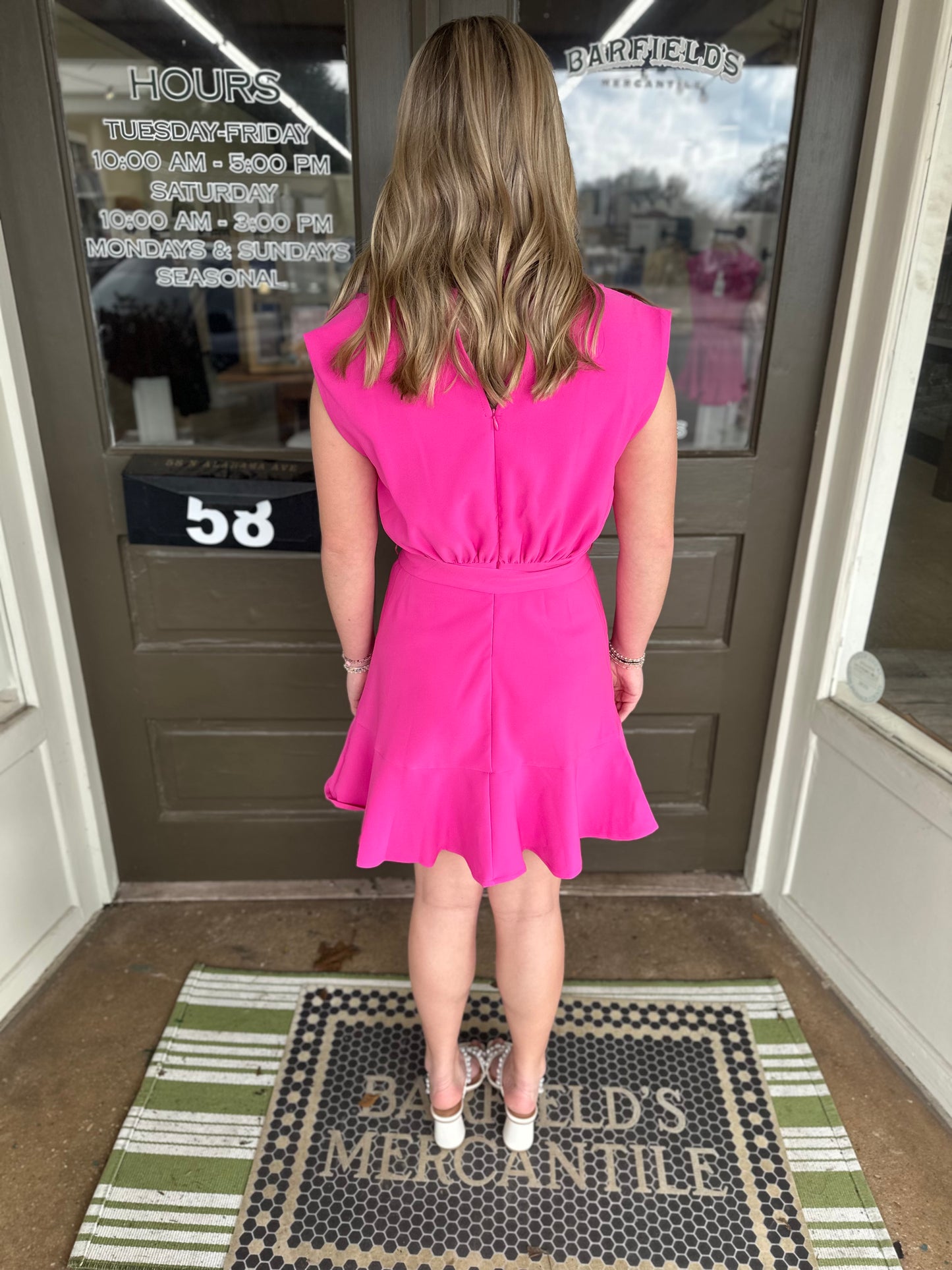 Pink Peony Tie-Waist Dress