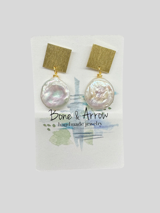 Pearl Coin Drop Earrings