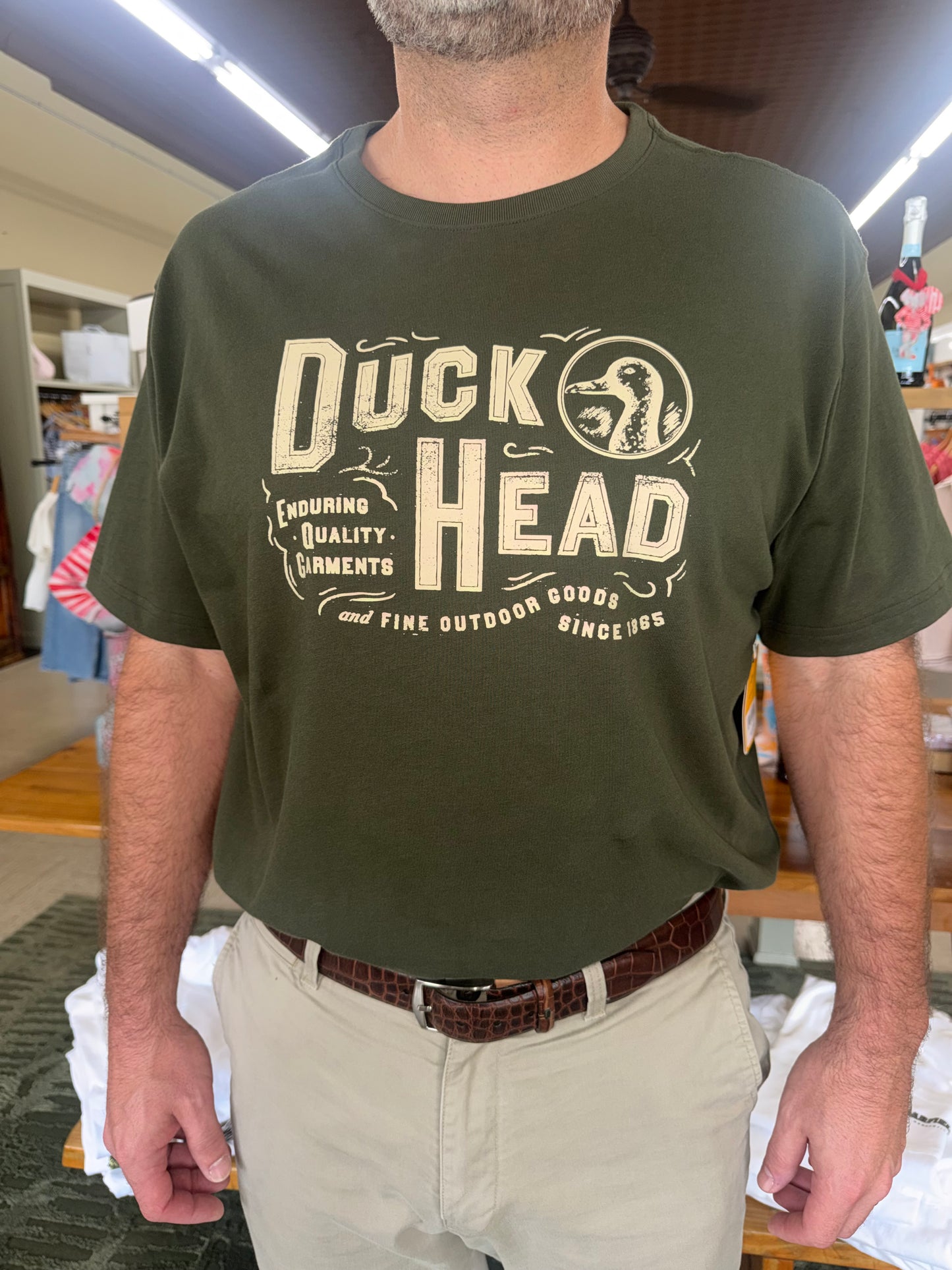 Duck Head Enduring Quality Logo T-shirt in Dark Forest Green