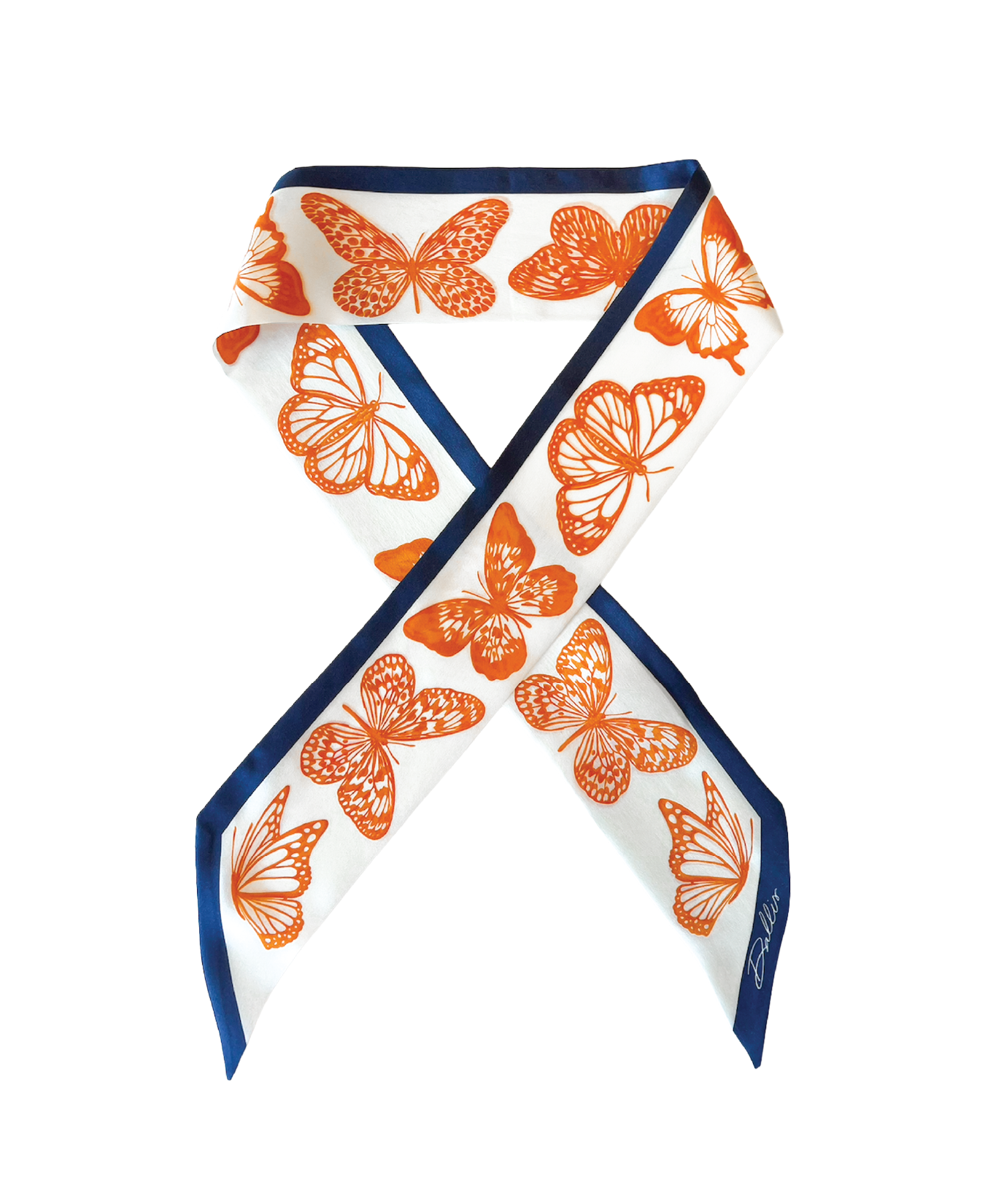 The Mariposa Twilly in Orange & Navy