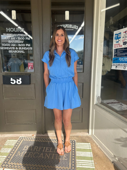 Easygoing Romper in Aqua Splash
