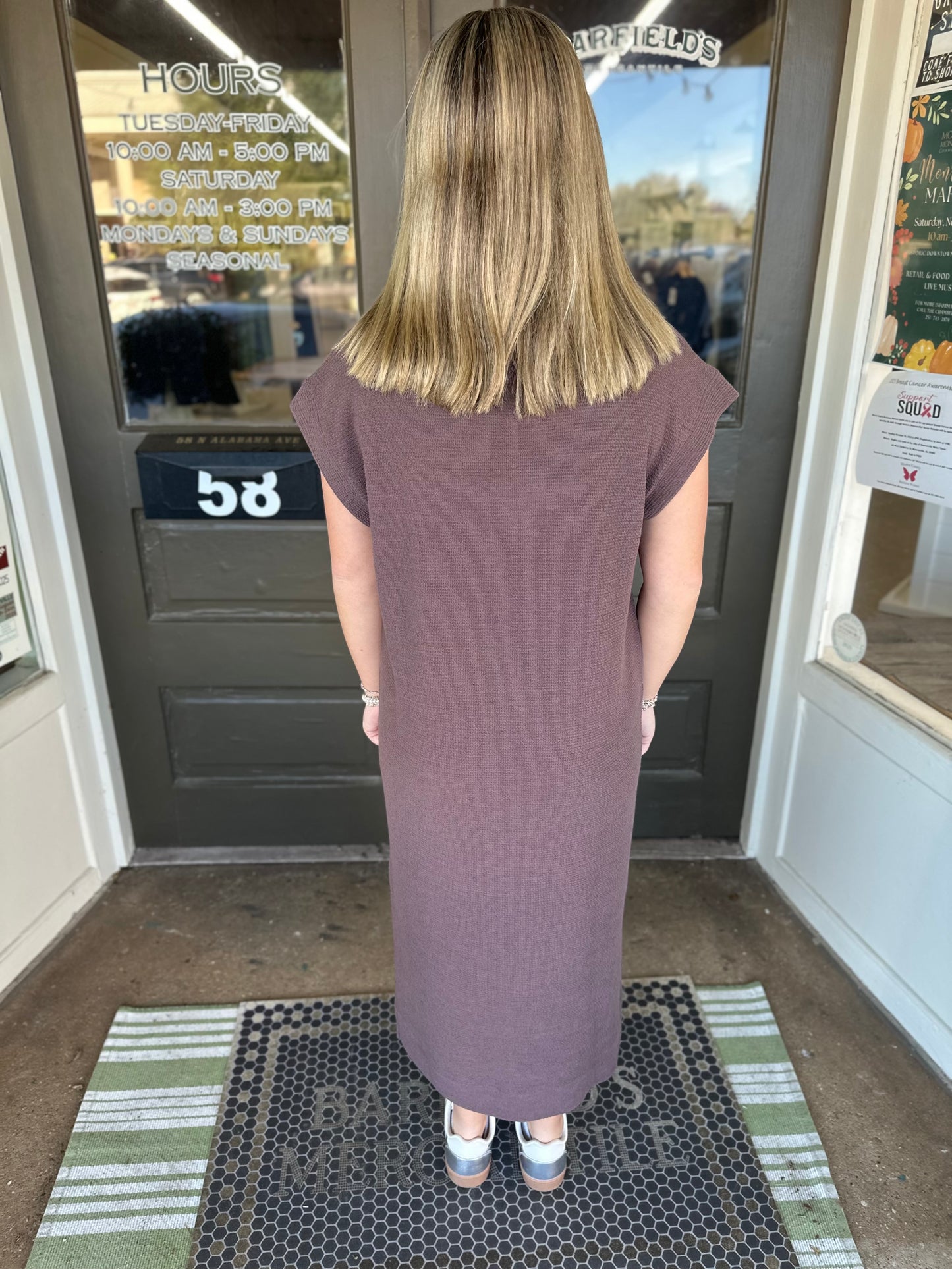 Cloud Knit V-Neck Midi in Brown