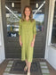 Linen Midi Shirt Dress - 100% Italian Linen (Pistachio)