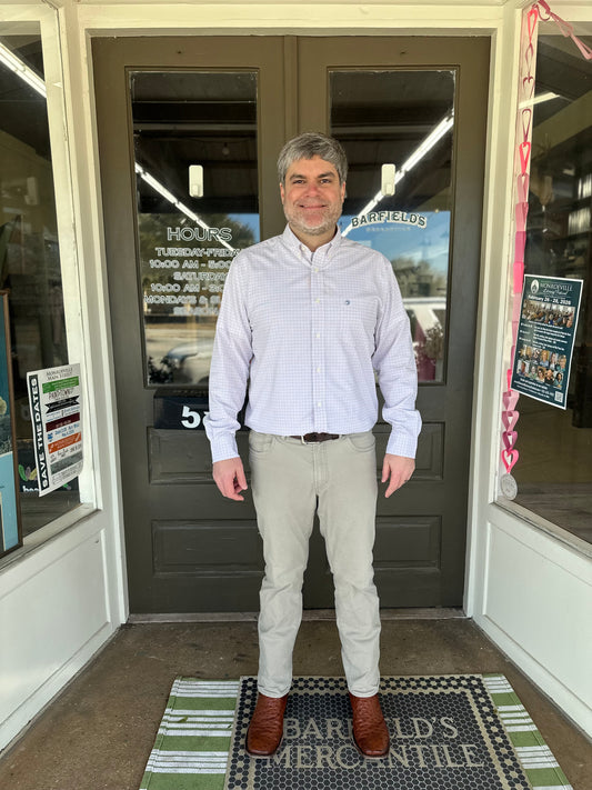 Duck Head Joiner Plaid Long Sleeve Performance Poplin Sport Shirt in Coral