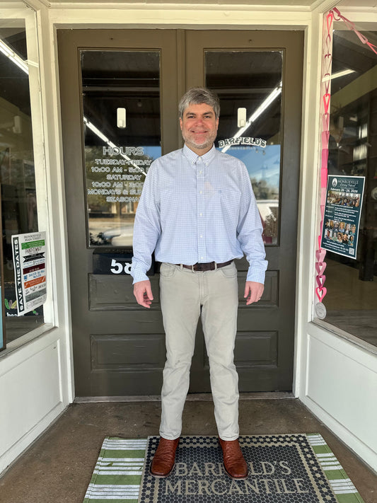 Duck Head Joiner Plaid Long Sleeve Performance Poplin Sport Shirt in Midnight Teal